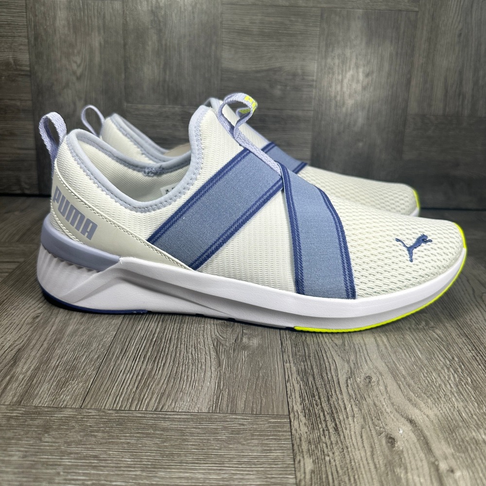 Puma Softride Slip On Women 11 White Blue Yellow Mesh Athletic 311471-02 NEW